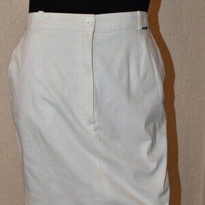 Eugen Klein White, Knee-Length,  Cotton Pencil Skirt US 8